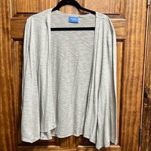 Gray Open-Front Cardigan with Waterfall Neckline